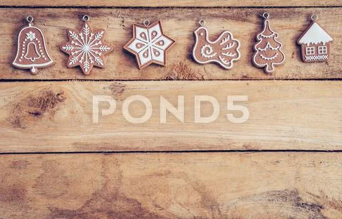 Christmas decoration with snowflake on table wood with copy space Stock Photos
