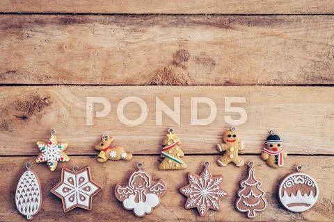 Christmas decoration with snowflake on table wood with copy space Stock Photos