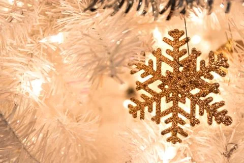 Christmas decoration  with snowflakes on  Chirstmas tree Stock Photos