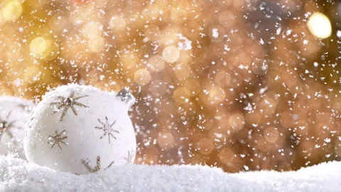 Christmas Decoration with Snowflakes Falling. Stock Footage 292820023