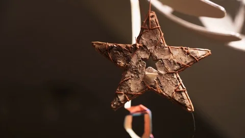Christmas decoration star hangs from the ceiling Stock Footage 120033394