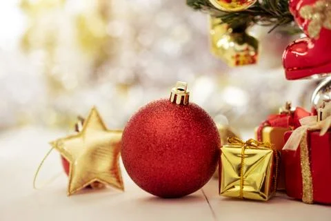 Christmas decoration on table background. Stock Photos