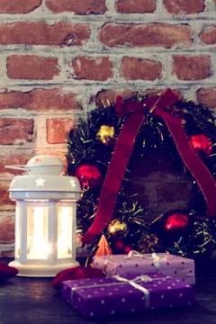 Christmas decoration on the table Stock Photos