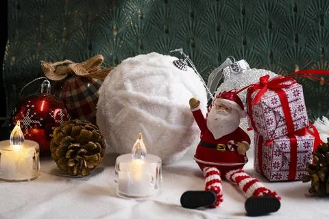 Christmas decoration table Stock Photos