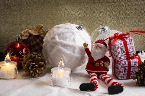Christmas decoration table Stock Photos