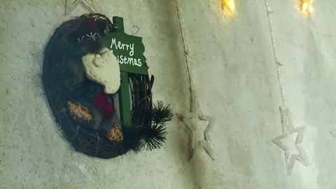 Christmas Decoration on the wall Stock Footage 83320355