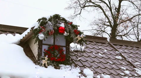 Christmas decoration on the  window. Stock Footage 52461806