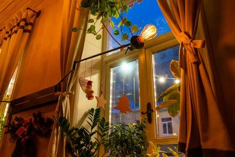 Christmas decoration on the window Stock Photos
