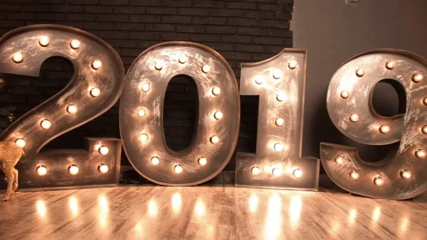 Christmas decorations 2019. The camera moves from left to right. Stock-Footage 99007656