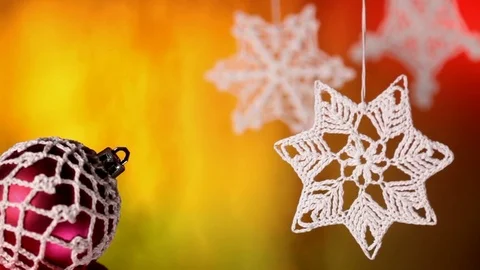 Christmas decorations against blinking blurry lights background Видео 81134028