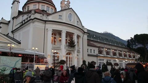 Christmas decorations on an ancient building Stock Footage 99994477
