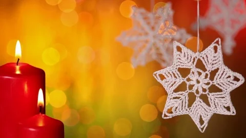 Christmas decorations and burning candles Video stock 81134053