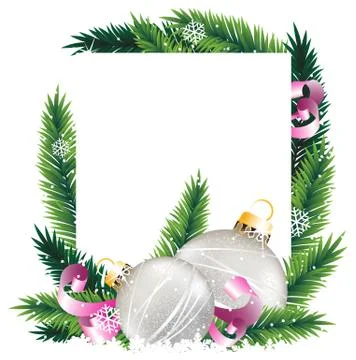 Christmas decorations and pine tree wreath Stock Illustration