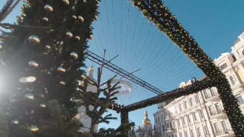 Christmas Decorations And Temple Stock Footage 168483092