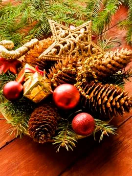 Christmas decorations background Stock Photos