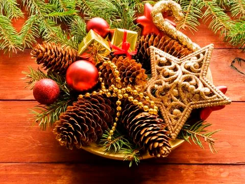 Christmas decorations background Stock Photos