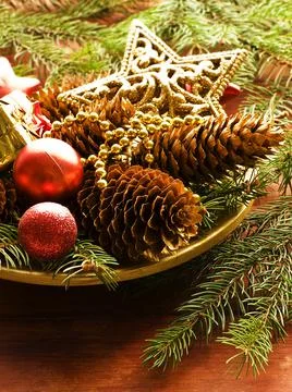 Christmas decorations background Stock Photos