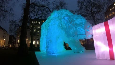 Christmas decorations. This is the bear cover with light. 4k footage Stock Footage 144837460