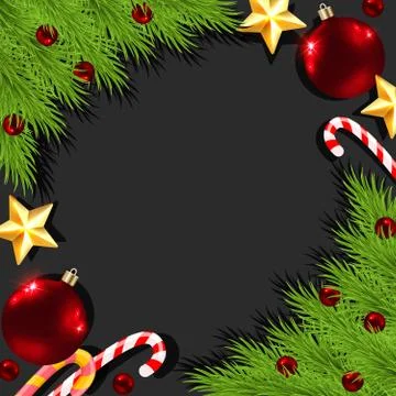Christmas decorations on a black background Stock Illustration