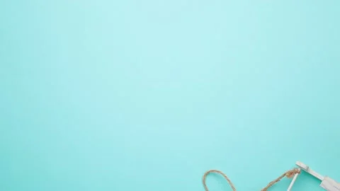 Christmas decorations on blue background with copy space for your text Stock Footage 142744135