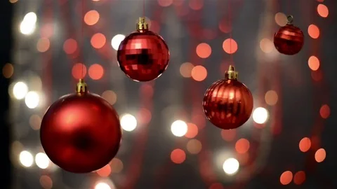 Christmas decorations, bokeh background, out of focus lights Stock Footage 76046355