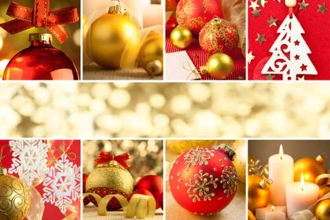 Christmas decorations, border - background with copy space Stock Photos