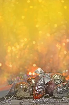 Christmas decorations in box Fotos Stock