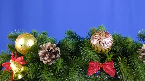 Christmas decorations on the branches of a Christmas tree Stock Footage 255678550
