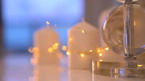 Christmas decorations with candles Stock Footage 119429193