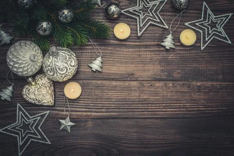 Christmas decorations with candles 写真素材