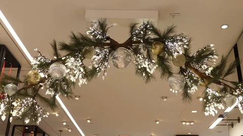 Christmas decorations for ceiling Stock Footage 92934734