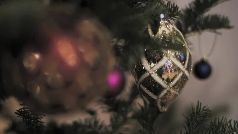 Christmas decorations on the Christmas tree close up Video stock 169937754
