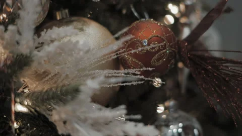 Christmas decorations on the Christmas tree close up Video stock 169938010