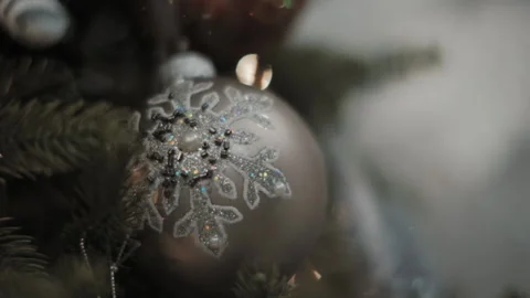 Christmas decorations on the Christmas tree close up Video stock 169938384