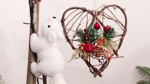 Christmas decorations on the Christmas tree Stock Footage 128764161