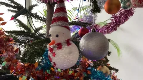 Christmas decorations on a Christmas tree Stock Footage 261856773