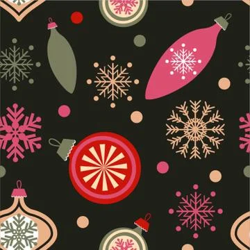Christmas decorations on dark Stock Illustration