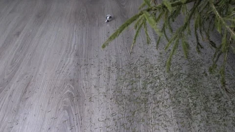 Christmas decorations fall to the floor in slow motion. Stock Footage 168684802