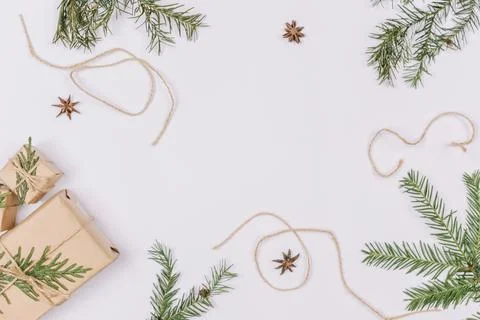 Christmas decorations forming frame shape. High quality photo Stock Photos