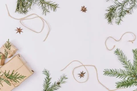 Christmas decorations forming frame shape Stock Photos