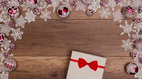 Christmas decorations forming a frame - stop motion animation Video stock 81228909