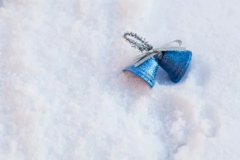 Christmas decorations in fresh snow Stock Photos