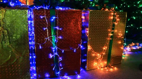Christmas decorations with Gift box Stock Footage 33791189