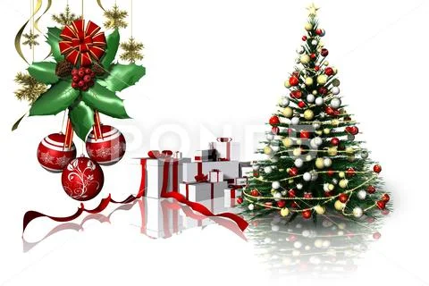 Christmas decorations gifts 008 - 3D illustration Stock Illustration