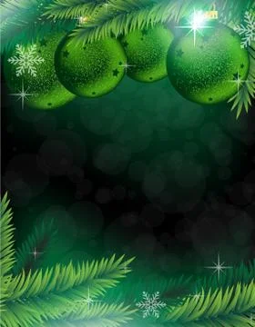 Christmas decorations on a green  background Stock Illustration