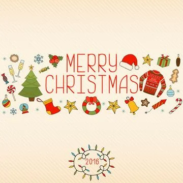 Christmas decorations. Hand drawn elements Stock Illustration