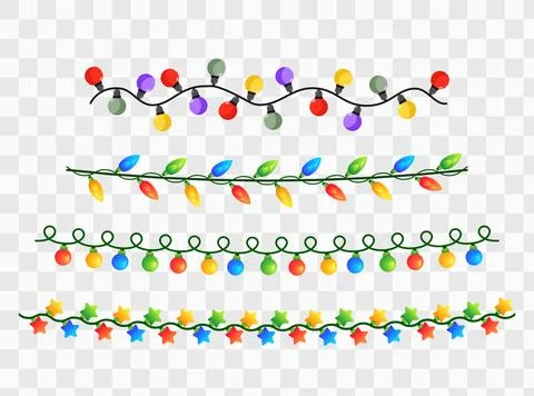 Christmas decorations, isolated on transparent background. Silver string ga.. Stockillustratie