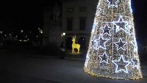 Christmas decorations in  Lecco Stock-Footage 145538274