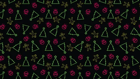 Christmas decorations neon pattern Stock Footage 255731076