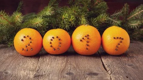 Christmas decorations with oranges Stock Photos